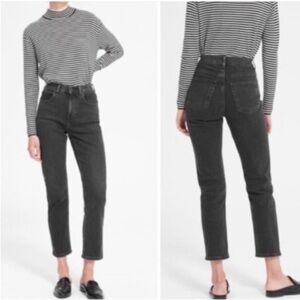 Everlane High-Waist Black Straight Leg Jeans